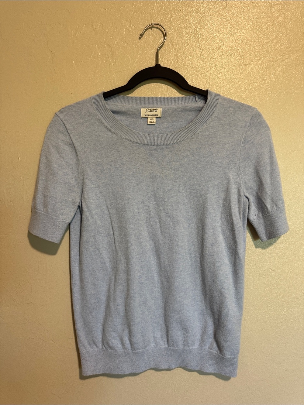 J. Crew Pale Blue Short Sleeve Knit Sweater